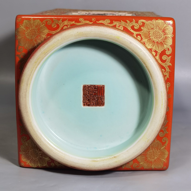 Antique Qing Qianlong Dynasty Ceramic Yellow Ground Heavy Famille Rose Porcelain Vase for Collection
