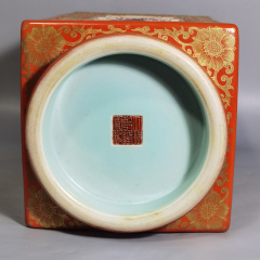 Antique Qing Qianlong Dynasty Ceramic Yellow Ground Heavy Famille Rose Porcelain Vase for Collection