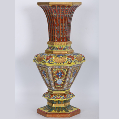 Antique Qing Qianlong Dynasty Ceramic Yellow Ground Heavy Famille Rose Porcelain Vase for Collection