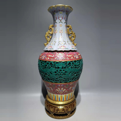 Antique Qing Qianlong Dynasty Ceramic Yellow Ground Heavy Famille Rose Porcelain Vase for Collection