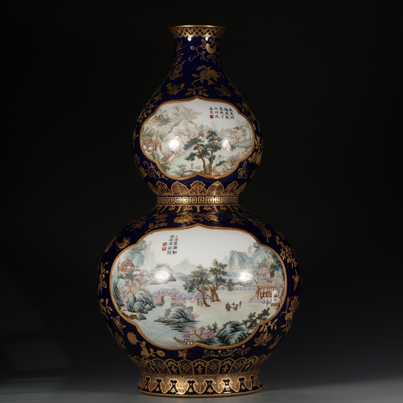Antique Qing Qianlong Dynasty Ceramic Yellow Ground Heavy Famille Rose Porcelain Vase for Collection
