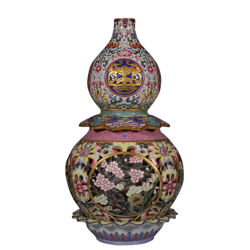 Antique Qing Qianlong Dynasty Ceramic Yellow Ground Heavy Famille Rose Porcelain Vase for Collection