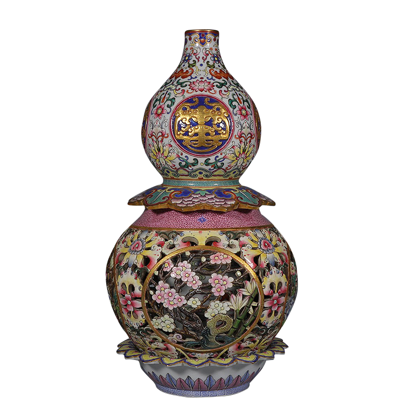 Antique Qing Qianlong Dynasty Ceramic Yellow Ground Heavy Famille Rose Porcelain Vase for Collection