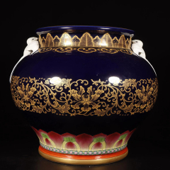 Antique Qing Qianlong Dynasty Ceramic Yellow Ground Heavy Famille Rose Porcelain Vase for Collection