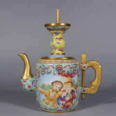 Antique Qing Qianlong Dynasty Ceramic Yellow Ground Heavy Famille Rose Porcelain Vase for Collection