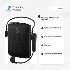 WB002 15W Bluetooth Wireless Voice Amplifier – Portable PA System with Headset Mic | WinBridge