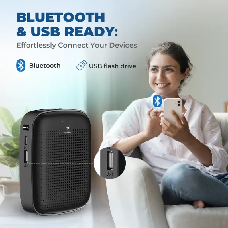 A006 15W Bluetooth Voice Amplifier with Wireless Lavalier Microphone | WinBridge