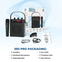 S93 Pro 30W Bluetooth Voice Amplifier with Wireless Handheld Microphone | WinBridge
