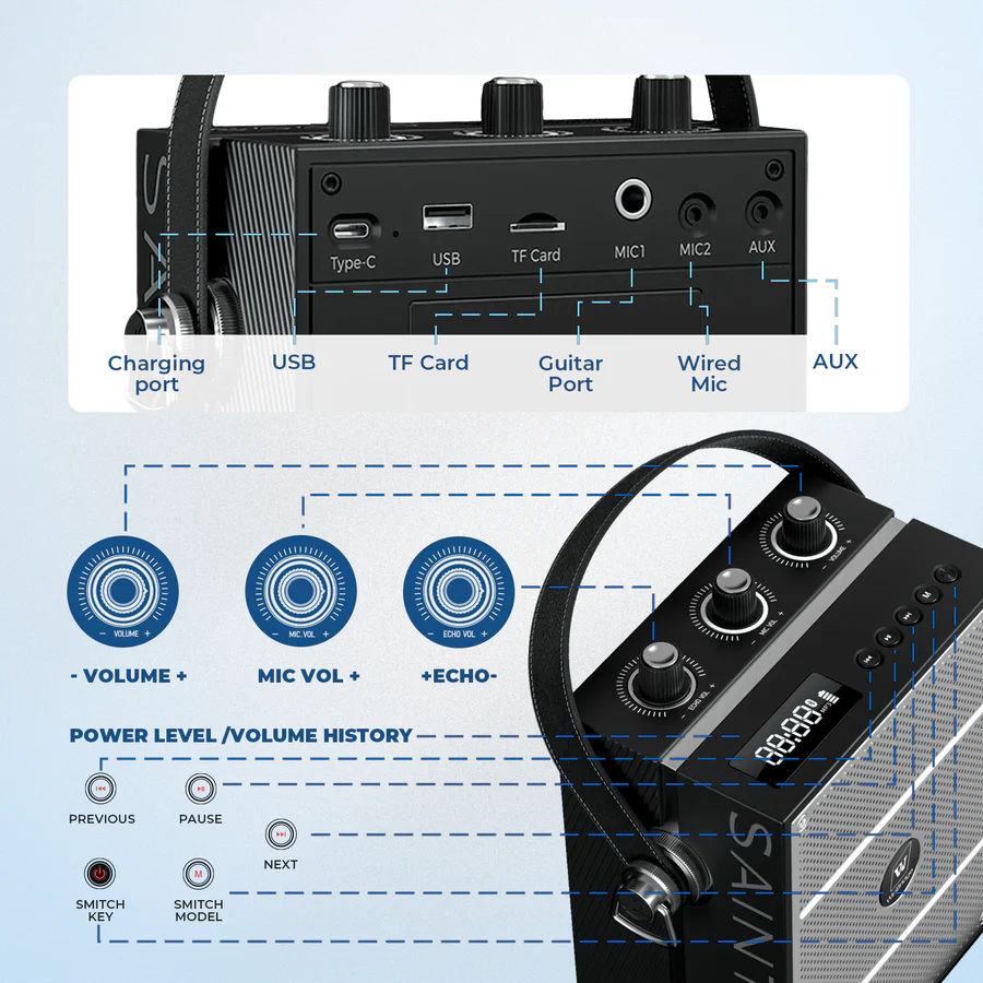 S98 Pro 50W Wireless PA System with Dual Microphones | WinBridge