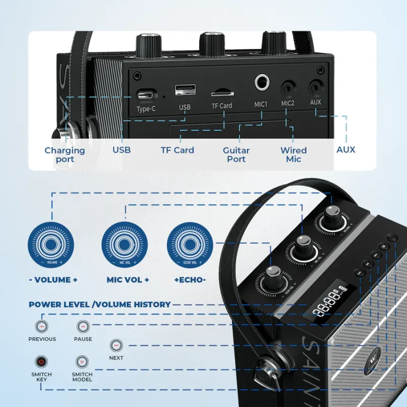 S98 Pro 50W Wireless PA System with Dual Microphones | WinBridge