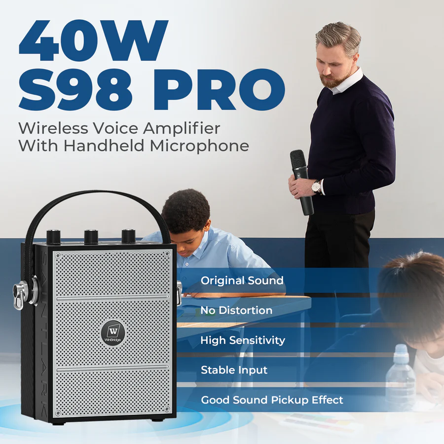 S98 Pro 50W Wireless PA System with Dual Microphones | WinBridge