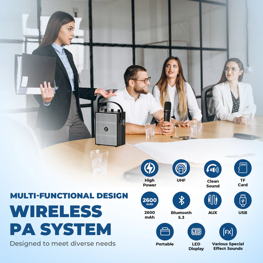 S98 Pro 50W Wireless PA System with Dual Microphones | WinBridge