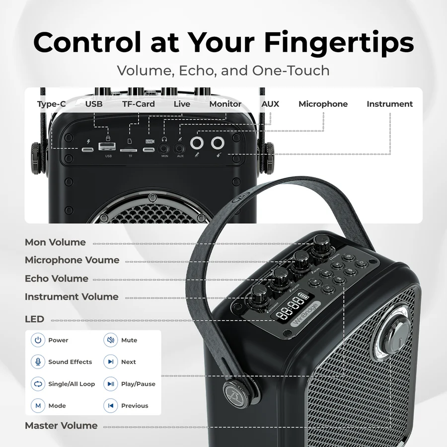 S100 Pro 70W Wireless PA System with Dual Microphones | WinBridge