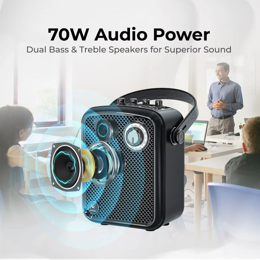 S100 Pro 70W Wireless PA System with Dual Microphones | WinBridge