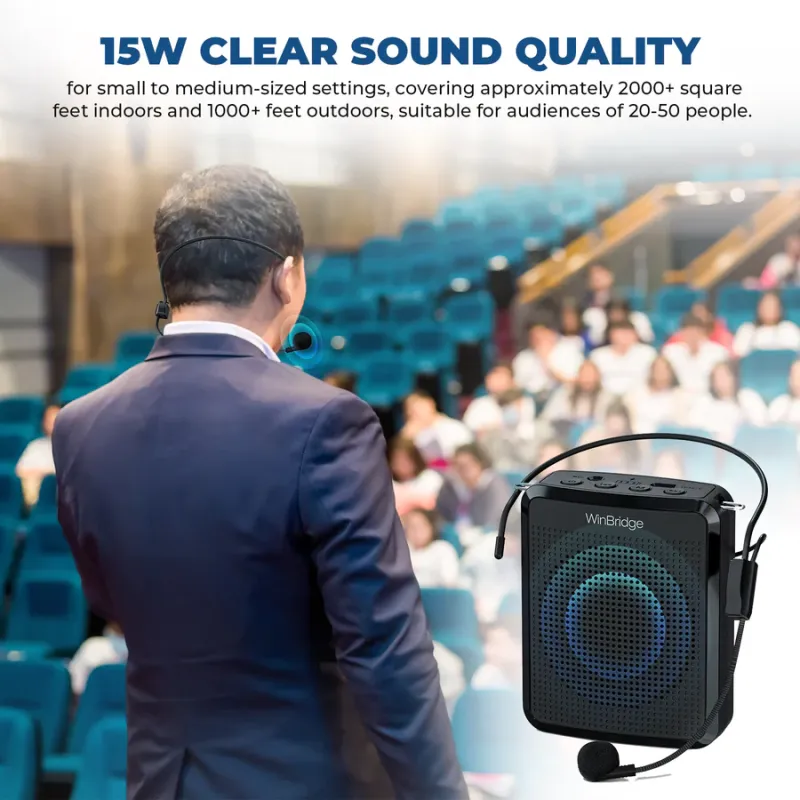 WB008 15W Bluetooth Voice Amplifier with Wired Headset Microphone | WinBridge