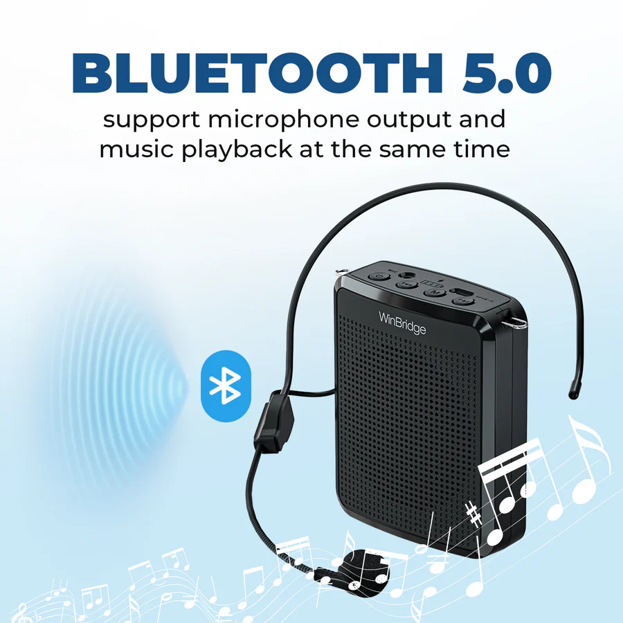 WB008 15W Bluetooth Voice Amplifier with Wired Headset Microphone | WinBridge