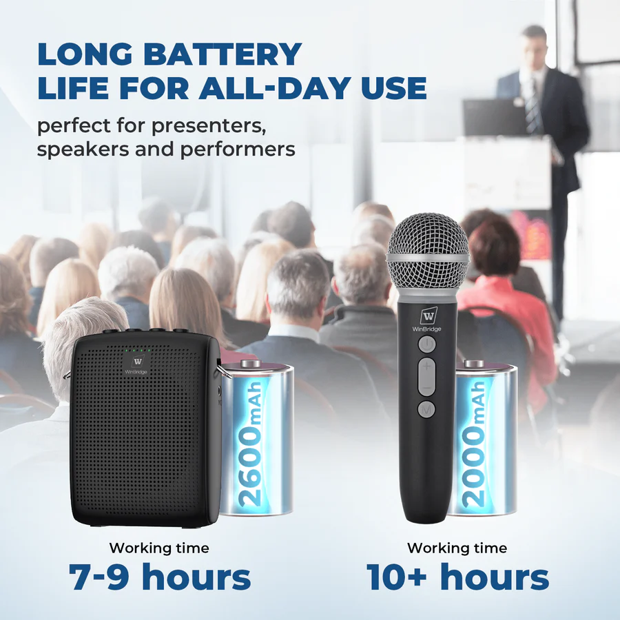 WB009 Wireless Voice Amplifier with Handheld Mic – Portable Bluetooth PA Speaker | WinBridge