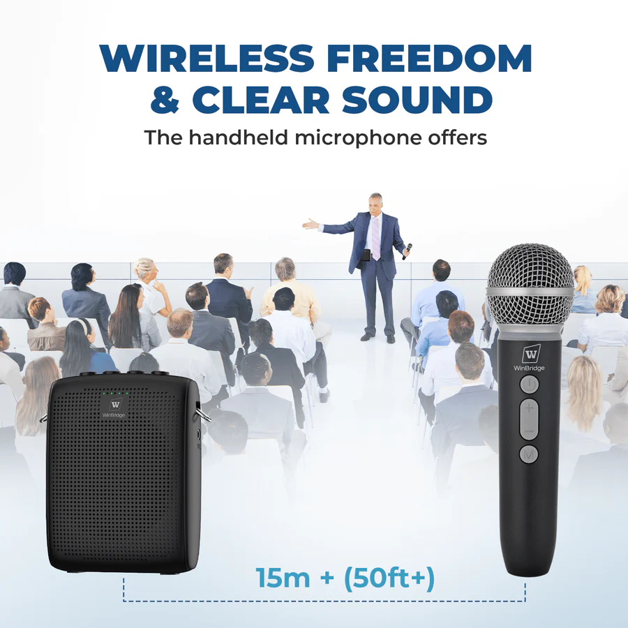 WB009 Wireless Voice Amplifier with Handheld Mic – Portable Bluetooth PA Speaker | WinBridge