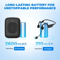 A007 Wireless Voice Amplifier with Earhook Mic – 15W Portable PA System | WinBridge