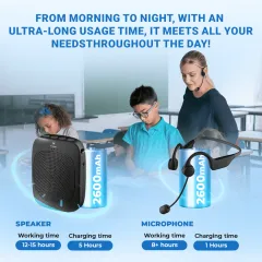 C007 Wireless Voice Amplifier with Earhook Mic – 15W Portable PA System | WinBridge