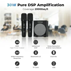 S90 30W Dual Mic Portable PA System – Wireless Voice Amplifier & Bluetooth Speaker | WinBridge