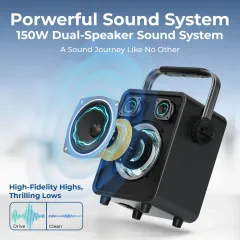 S200 150W Portable Bluetooth Karaoke PA System with Dual Wireless Microphones – Party & Event Speaker for Indoor and Outdoor Use | WinBridge