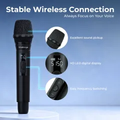 S200 150W Portable Bluetooth Karaoke PA System with Dual Wireless Microphones – Party & Event Speaker for Indoor and Outdoor Use | WinBridge