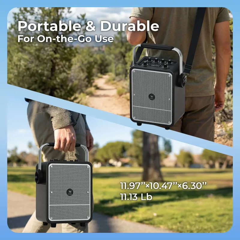 S200 150W Portable Bluetooth Karaoke PA System with Dual Wireless Microphones – Party & Event Speaker for Indoor and Outdoor Use | WinBridge