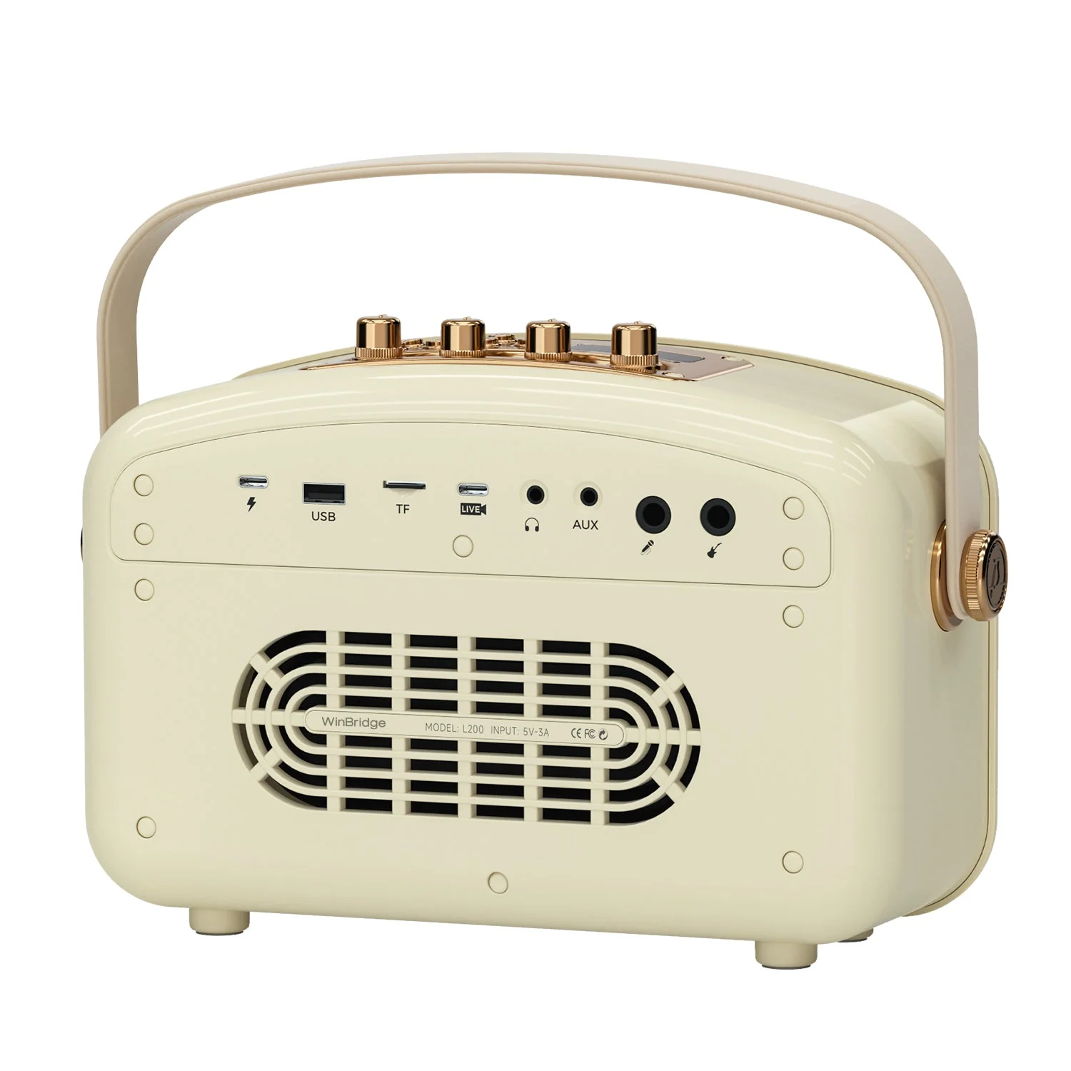 L200 70W Portable Bluetooth Karaoke Speaker with 2 UHF Wireless Microphones – Retro PA System for Home, Teaching & Events | WinBridge