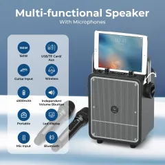 S200 150W Portable Bluetooth Karaoke PA System with Dual Wireless Microphones – Party & Event Speaker for Indoor and Outdoor Use | WinBridge