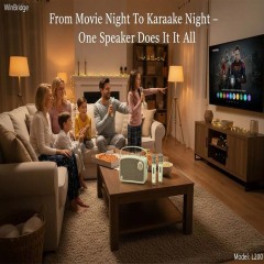L200 70W Portable Bluetooth Karaoke Speaker with 2 UHF Wireless Microphones – Retro PA System for Home, Teaching & Events | WinBridge