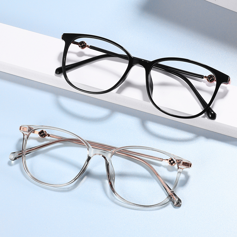 Hot selling anti blue light glasses for reading computer high quality luxury ladies cat eye frame flat mirror