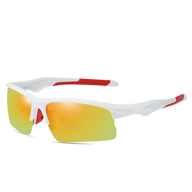 New style outdoor anteojos de sol iron half frame polarized wrap around cycling sunglasses