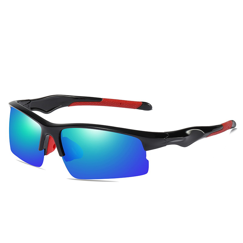 New style outdoor anteojos de sol iron half frame polarized wrap around cycling sunglasses