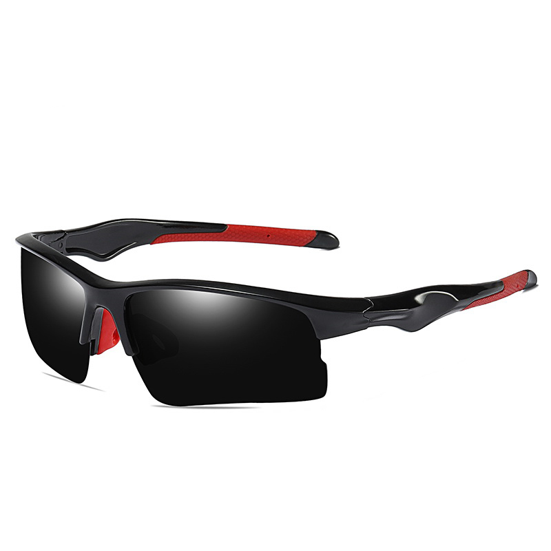 New style outdoor anteojos de sol iron half frame polarized wrap around cycling sunglasses