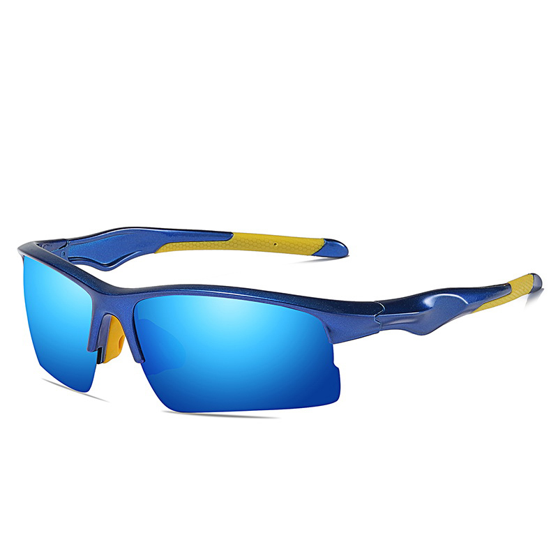 New style outdoor anteojos de sol iron half frame polarized wrap around cycling sunglasses