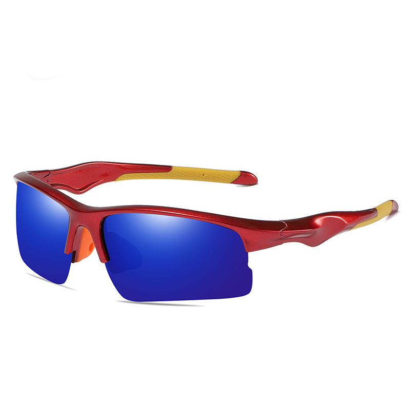 New style outdoor anteojos de sol iron half frame polarized wrap around cycling sunglasses