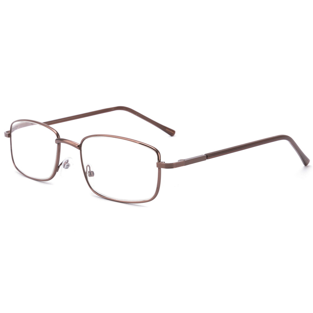 Factory direct hot selling rectangle stainless frame spring hinge reading glasses