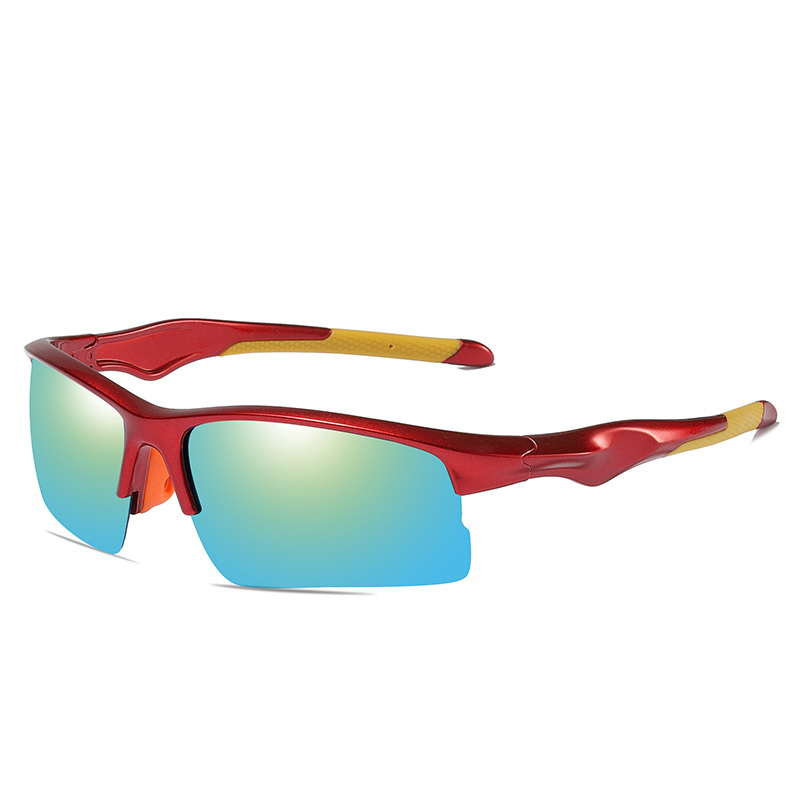 New style outdoor anteojos de sol iron half frame polarized wrap around cycling sunglasses