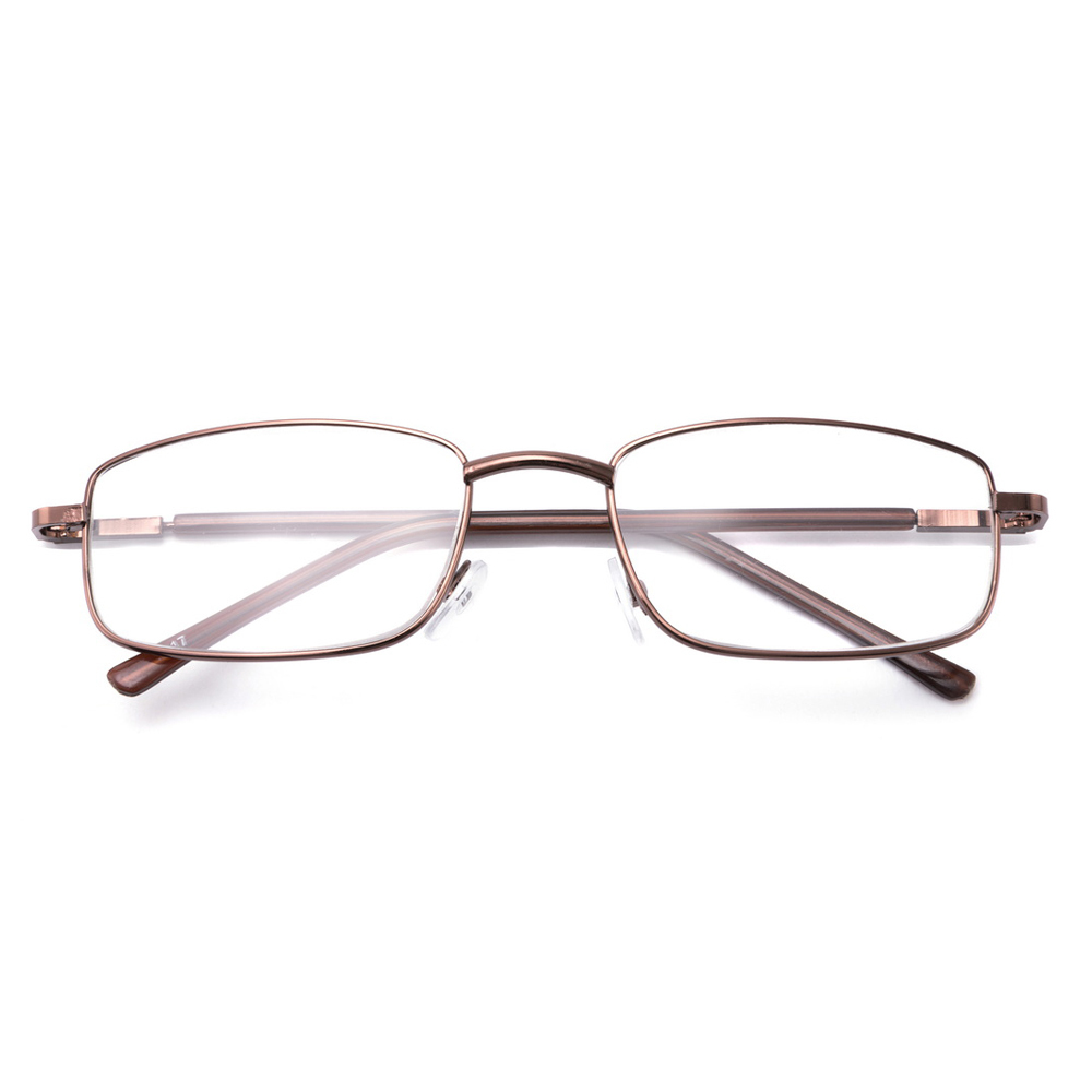 Factory direct hot selling rectangle stainless frame spring hinge reading glasses