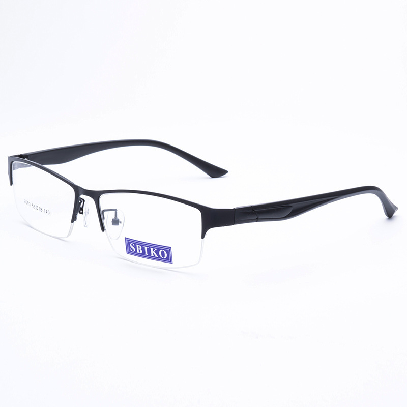 Trendy business hlaf frame flat lens round metal ultralight casual glasses frame