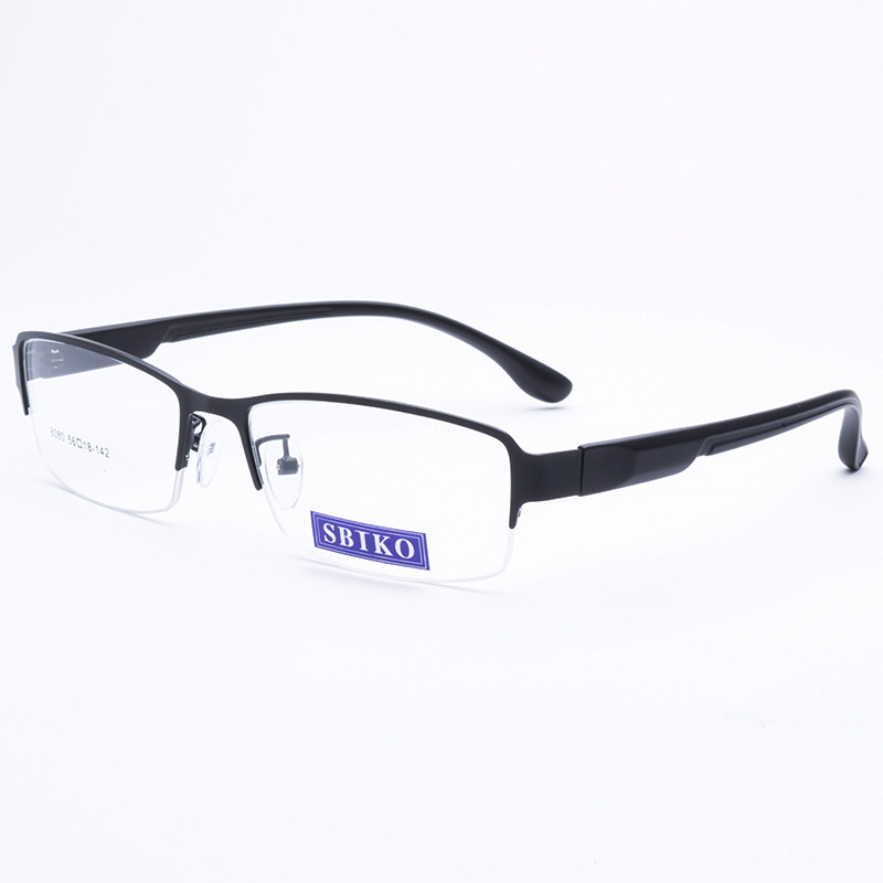 Gunmetal retro rectangle half frame flat glasses metal optical frame glasses high quality