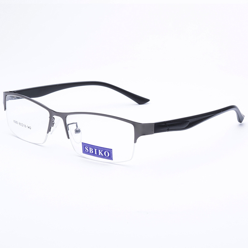 Trendy business hlaf frame flat lens round metal ultralight casual glasses frame
