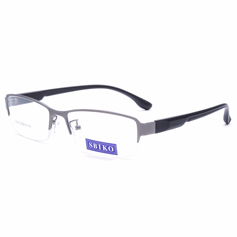 Gunmetal retro rectangle half frame flat glasses metal optical frame glasses high quality