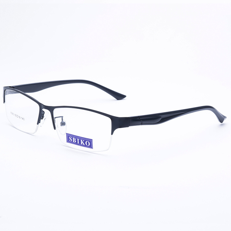 Trendy business hlaf frame flat lens round metal ultralight casual glasses frame