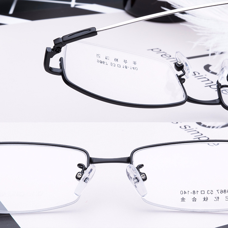 Trendy fashion women men vintage fashion half frame spectacle memory metal optical frame
