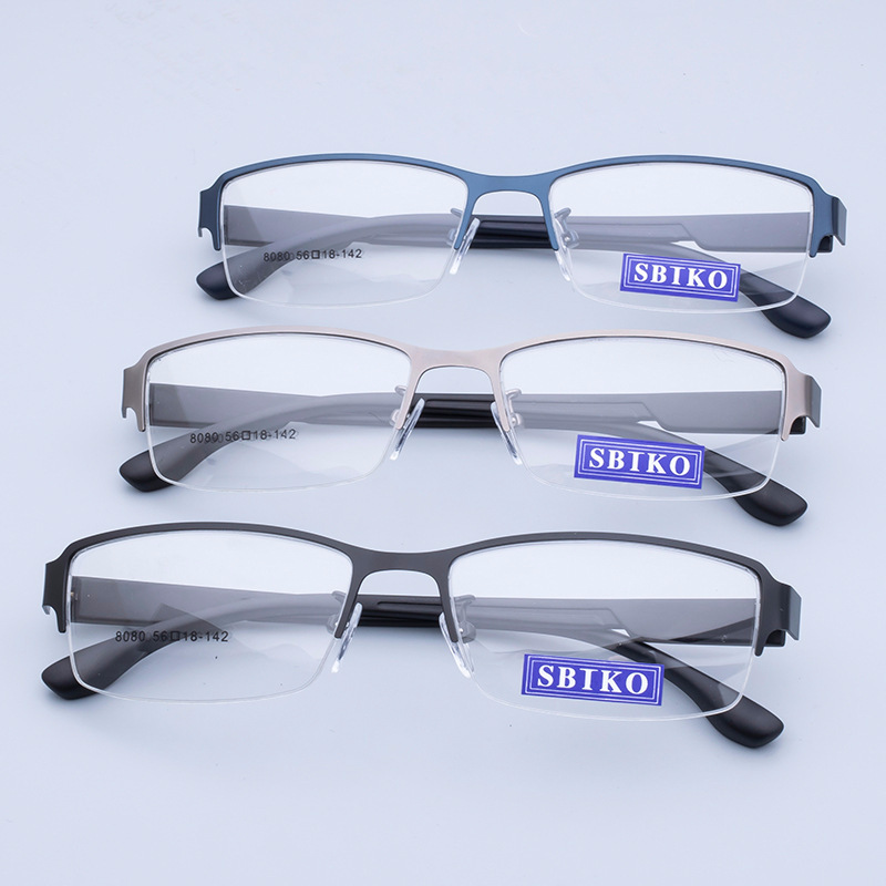 Gunmetal retro rectangle half frame flat glasses metal optical frame glasses high quality