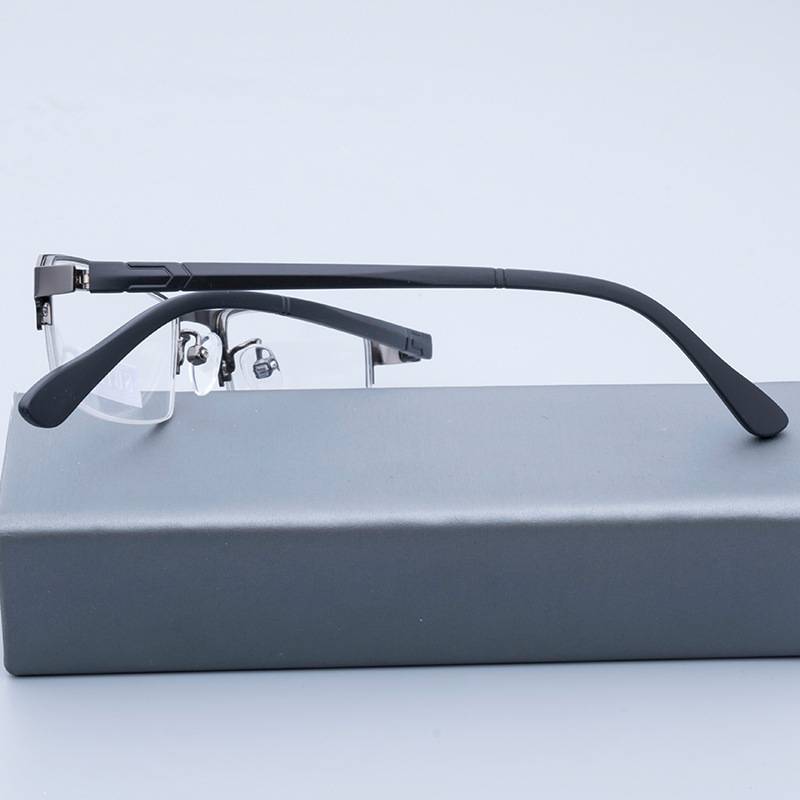 Customized fashionable half frame metal front tr90 temple optical frames