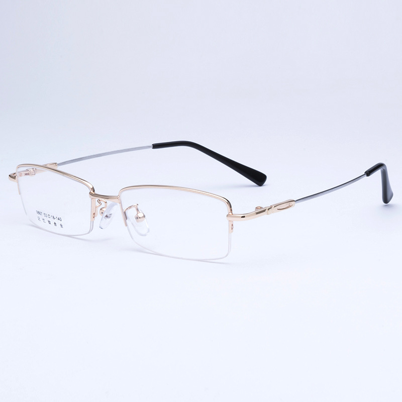 Trendy fashion women men vintage fashion half frame spectacle memory metal optical frame
