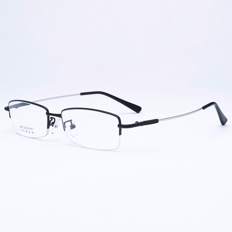 Trendy fashion women men vintage fashion half frame spectacle memory metal optical frame